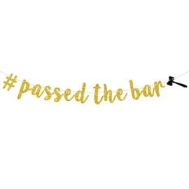 Gold Glitter Passed the Bar Banner - Congrats Lawyer Graduation Bunting Sign - Law School Grad Party Decorations Supplies