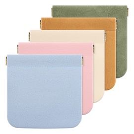 Sightor 5PCS Small Makeup Bag for Purse, Pocket Cosmetic Bag Waterproof Leather Pouch for Women, Coin Purse Self-closing Small Travel Kit Lipstick Mini Cosmetic Storage Bag