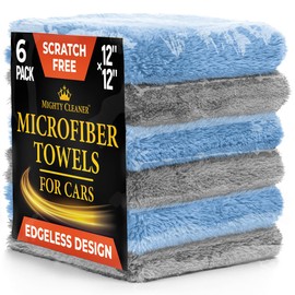 Edgeless Microfiber Towels for Cars – 6pk (12”x12”) - 540 GSM - Super Soft Car Drying, Detailing, Polishing & Buffing – Scratch-Free - Absorbent Microfiber Cleaning Cloths for Cars