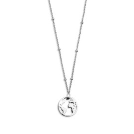 XENOX® World Globe Necklace – Women's Necklace Made of High-Quality 925 Sterling Silver with World Globe Pendant, Sterling Silver