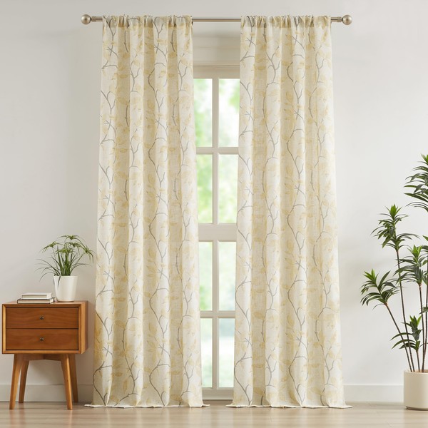 ZJDECOR 95 Inches Long Semi Sheer Curtains for Bedroom Living