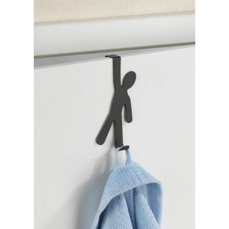 WENKO Boy Door-Mounted Hook, Steel, Black, 2.5 x 8 x