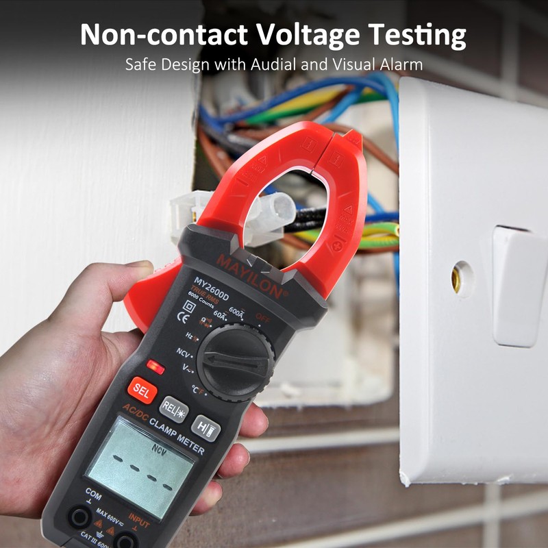 Digital Clamp Meter, Multimeter 6000Counts Volt Meter Auto-ranging Measures AC/DC