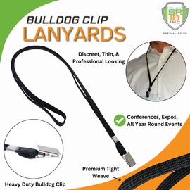 Specialist ID Bulk 50 Pack - Premium Lanyards with Bulldog Clip - Heavy Duty 3/8 Wide Neck Strap I'd Badge Holder w/Metal Alligator Clip for Slot Hole Name Badges - Secure Non-Breakaway (Assorted)