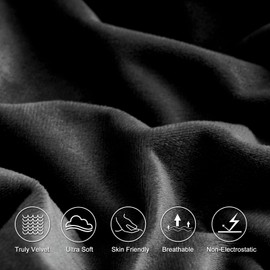 PHF Ultra Soft Velvet Fitted Sheet King Size, 16" Deep Pocket with Wider Stronger Elastic Band, Easy Fit Easy Care, 1 Pack Cozy Comfy Flannel Bottom Sheet for All Seasons, No Pillowcases, Black