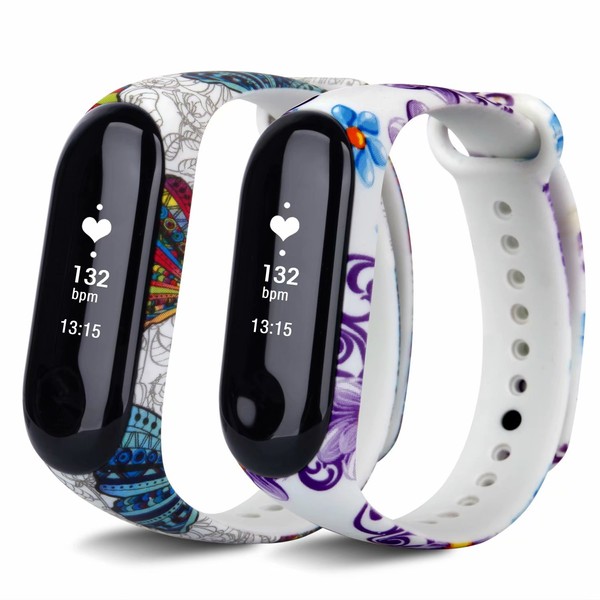 T-BLUER for Xiaomi Mi Band 4/Mi Band 3 Bands, Colourful Replacement Strap Wirstband for Xiaomi MiBand 4/MiBand 3 Band Smart Bracelet Accessories(No Tracker)