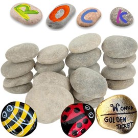 ACXFOND 20 Pcs Extra Large Rocks for Painting, 4-5 Inch iver Rocks Painting Stones Smooth Flat Rocks for Arts for Kids Project, Crafts and Family DIY Project