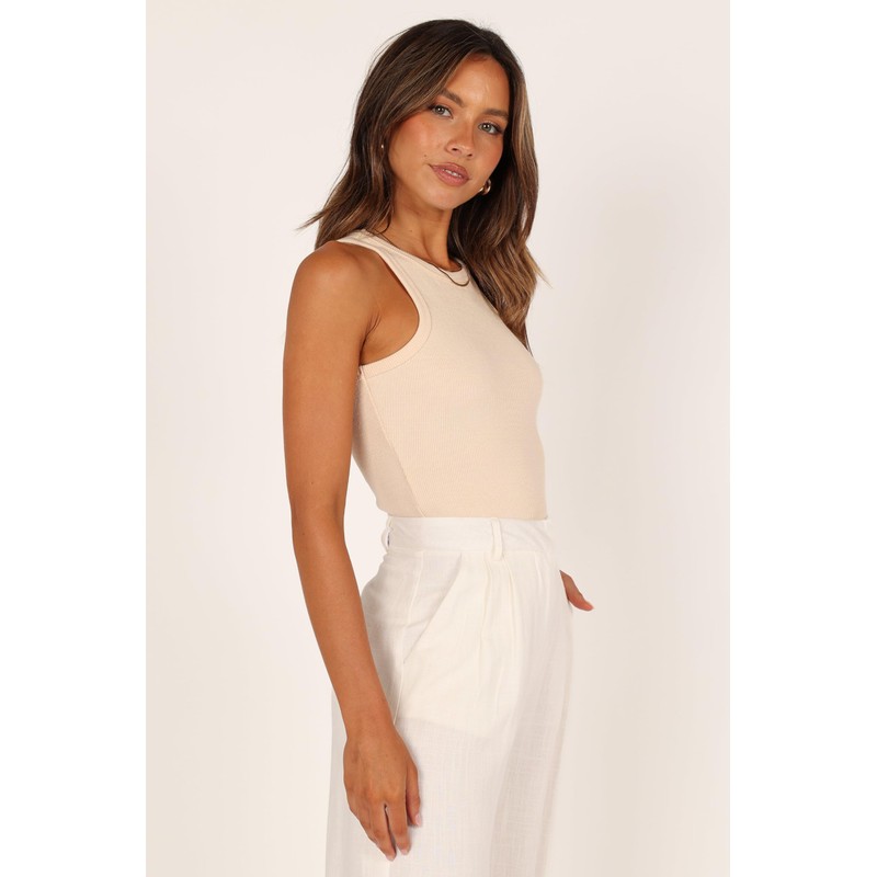 Petal & Pup Women's Ari Ribbed Tank Top, Beige, X-Large
