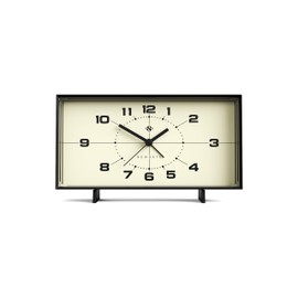 NEWGATE® Wideboy, Mid-Century Retro-inspirierter rechteckiger Wecker 12 x 20,5 x 6 cm (Schwarz & SchwarZ) (Schwarz & Creme).