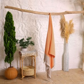 Turquoise Home Beach Towel XL Hammam Towel Sauna Towel Large 100 x 200 cm Lightweight Bath Towel Sauna Towel (Orange, 1)