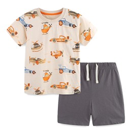 GEMCYN Boys 2 Pieces Outfits Dinosaur Short Sleeve T Shirts Tops & Shorts Toddler Children Kids Outfits Set + Bucket Sun Hat