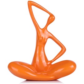 Orange Sculpture Woman Statue Abstract Art Female Statues, Modern Funky Home Decor Yoga - Orange Decor Accents, for Bookshelf Decorative Objects Shelves Office Shelf Desktop Figurines Decoration