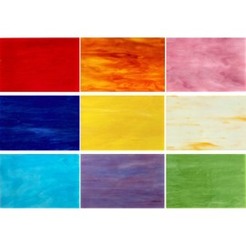 PALJOLLY 9 Pack Stained Glass Sheets, 4 x 6 inch, Assorted Colors, Opaque, Slight Texture, 1/8 inch Thick, Ideal for Stained Glass Art and Mosaics