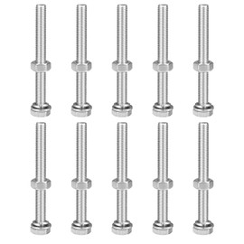 sourcing map M10 x 100mm Hex Head Screws Bolts, Nuts, Flat & Lock Washers Kits, 304 Stainless Steel Fully Thread Hexagon Bolts 10 Sets