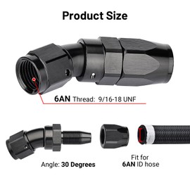 EVIL ENERGY 6AN 30 Degree One Piece Full Flow Hose End Fitting Swivel For CPE Braided Hose