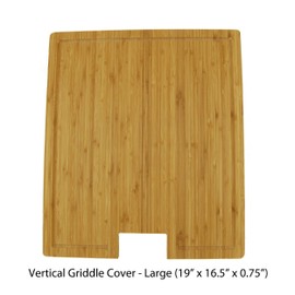 BambooMN Bamboo Griddle Cover/Cutting Board for Viking Cooktops, Vertical Griddle Cover, Large (19"X 16.38" X 0.75")