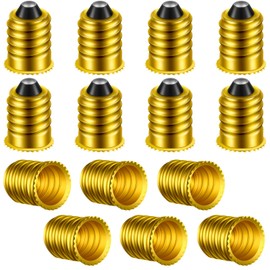 Honoson 15 Pieces E14 to E12 Adapter Converter Lamp Adapter European Base (E14) to Candelabra Screw (e12) Socket Reducer European Base Candelabra Screw Light(Gold)