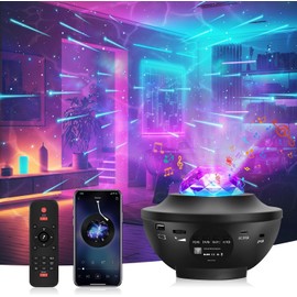 Star Projector Light, Bedside Lamp with Remote Control, Indoor Interior Light, 10 Lighting Modes, Bluetooth & USB Memory, Music Modes, Sea Surface, Projection Light, Household Planetarium (2025