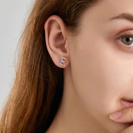 Girls Initial Letter Stud Earrings,Alphabet Number Earrings Gifts Jewelry for Women (E)