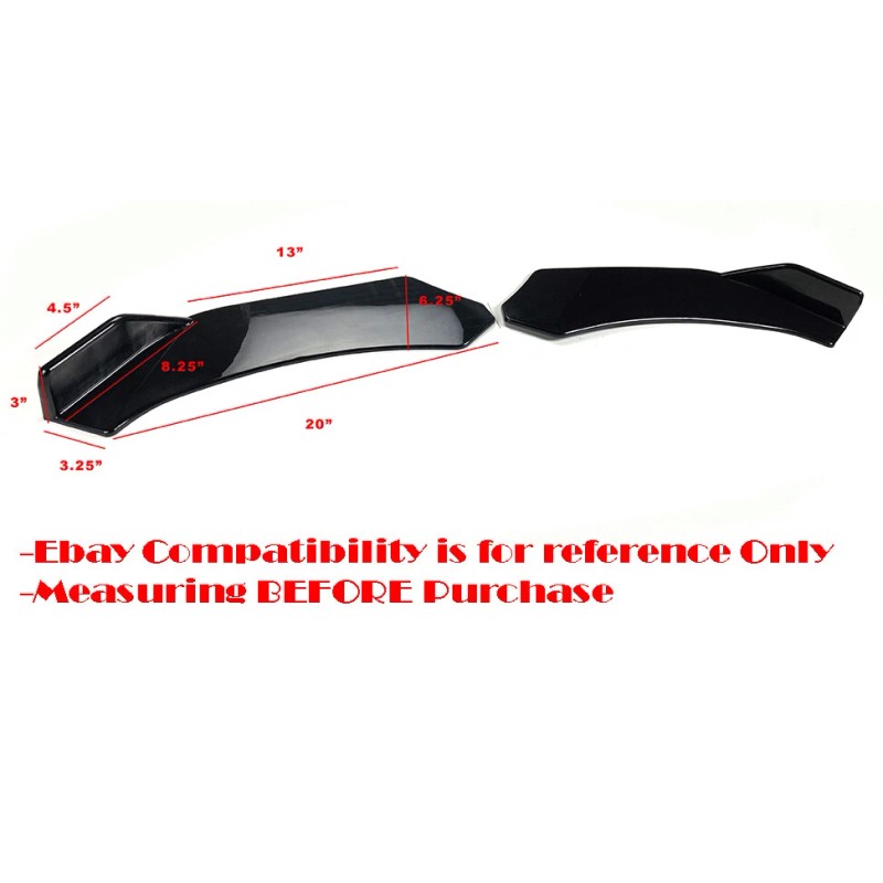 Unbranded Black Front Bumper Lip Spoiler Diffuser Splitter Winglet Wing