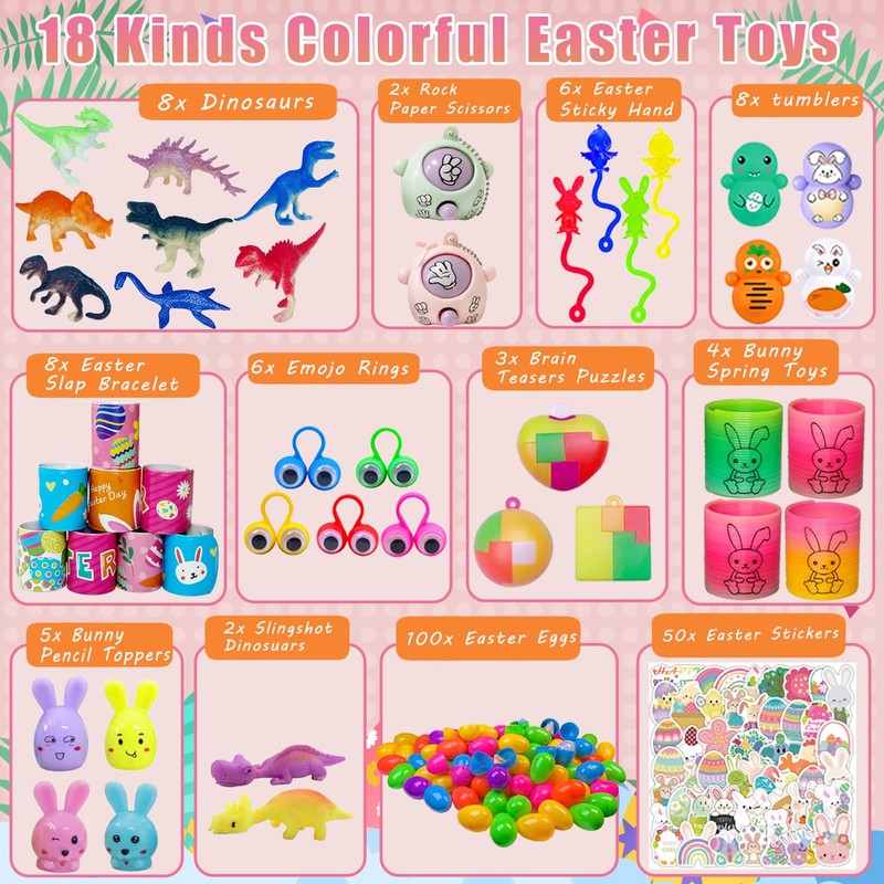 SQZUWIT 100 PCS Prefilled Easter Eggs Filled with Toys Inside