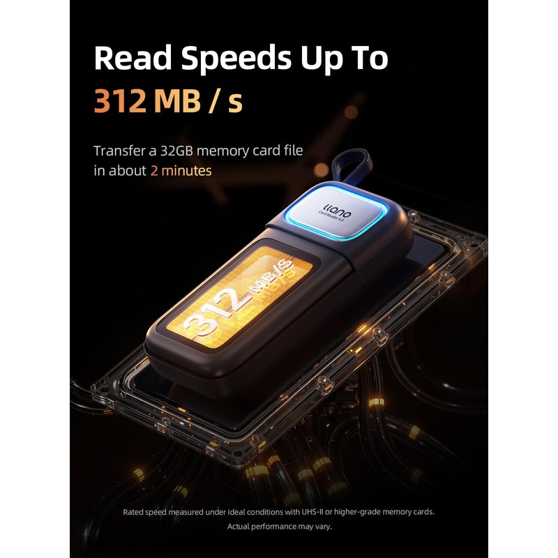 llano Portable 4.0 Memory Card Reader, Waterproof, Shockproof, Compact Design