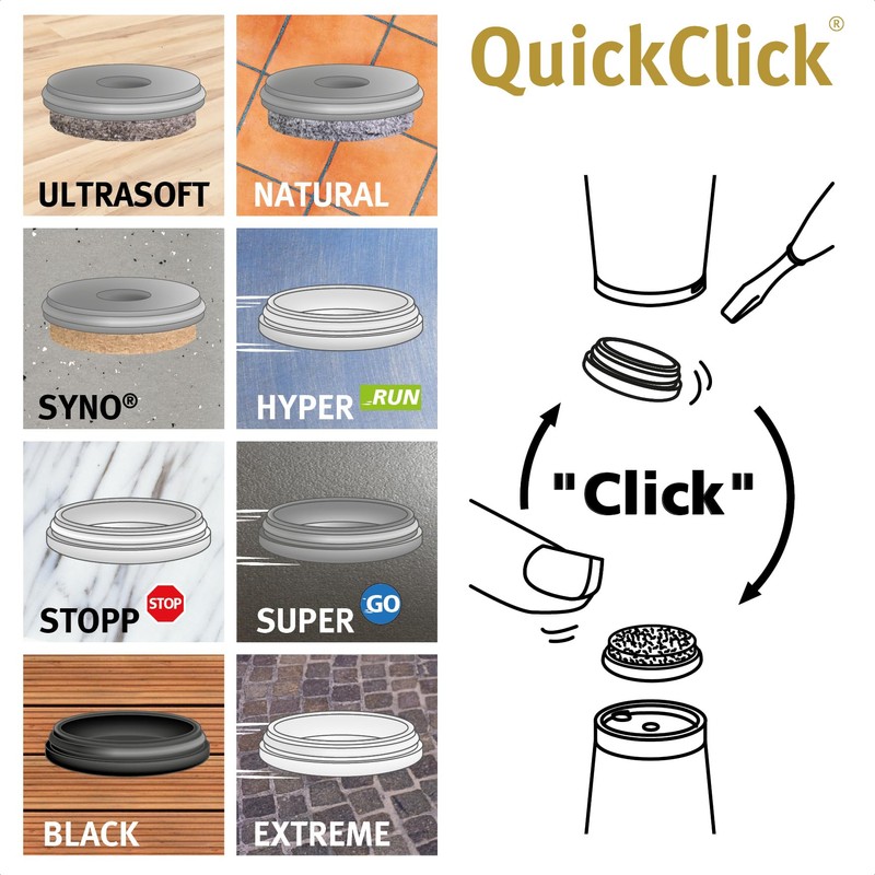 Wagner QuickClick® Chair Glides – Set of 8 Replacement Slider/'Natural