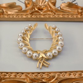 TseenYi Wheat Brooch Fashion Pearl Corsage Brooch Baroque Fashion Gold Wheat Brooch Scarf Pin Lapel Clip Shirt Clip Jewellery for Women and Girls Wedding Valentine's Day