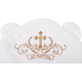 ESTAMICO Unisex Baby Plush Hooded Bath Towels with Embroidery Cross and Cute Ears Newborn Baptism Blanket for Infants, Toddlers & Kids