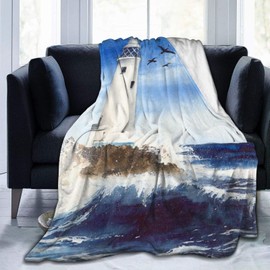 Dujiea Painting Lighthouse Fuzzy Flannel Blanket Throw 40"X50", Super Soft Lightweight Blanket Throw for Couch Chair Sofa, Cozy Bed Blanket for Kids Adults