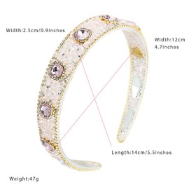 scicent Hair Bands for Women Faux Pearl Rhinestones Headband Wedding Party Women's Crown Hairband for Bride Bridesmaids Toothed Non-Slip Wedding Hair Accessories, Pink - 16218