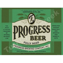 Progress Beer Label 18" x 24" Metal Sign