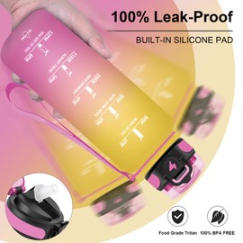 Vikaster 1.5l Trinkflasche mit Strohhalm, BPA-frei 1500ml Auslaufsicher Kunststoff Wasserflasche, Trinkflasche für Yoga, Reisen, Fitness, Wandern, Outdoor