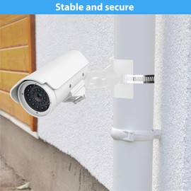 Universal Camera Mount, Adjustable Mast Mount Pole Mounting Bracket Wall Mount with 4 Adjustable Steel Rings Outdoor Camera Holder Accessories for Various Cameras