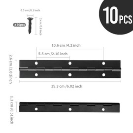 WeeGoo 10 Pcs Piano Hinges Black 6 Inch Piano Metal Hinge with 60 Screws Heavy Duty Piano Hinge for Pianos Cabinet Wood Doors Windows Boats