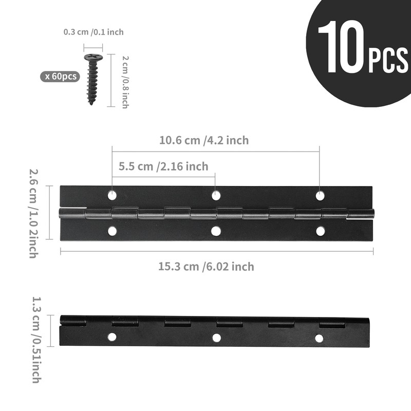 WeeGoo 10 Pcs Piano Hinges Black 6 Inch Piano Metal