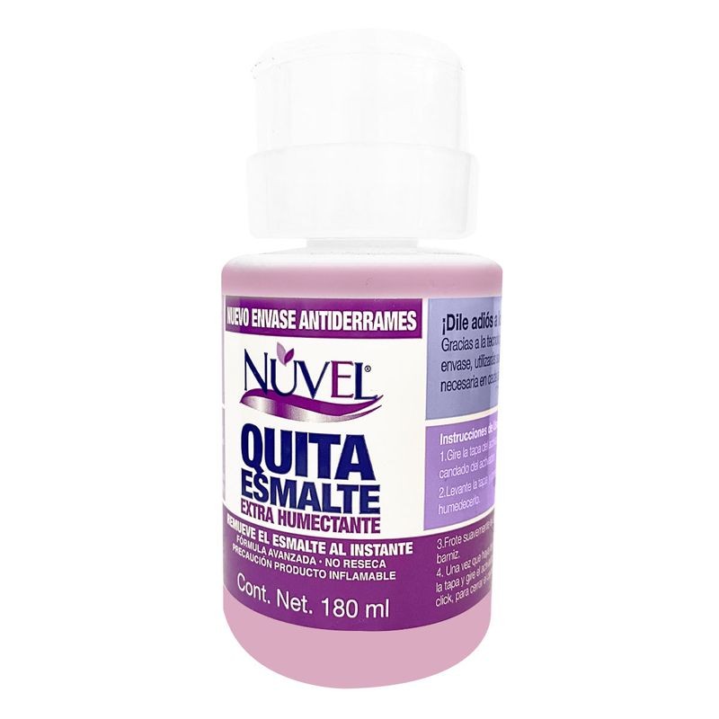 Quitaesmalte Nuvel Extra Humectante con Bomba Aplicadora 180ml