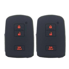 WEIBISS 2Pcs Silicone Key Fob Cover Protector Keyless Jacket Remote Holder for 2017 2018 2019 2020 2021 Toyota Tacoma Land Cruise Prius V, Red Buttons