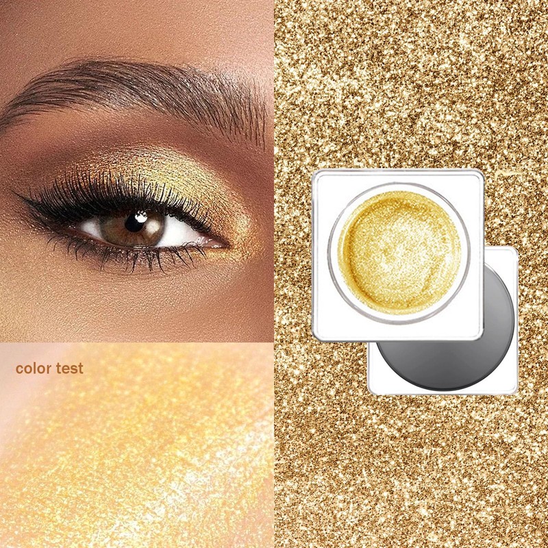 Gloden Glitter Eyeshadow Cream, Champagne Creamy Shimmer Gold Eye Shadow,