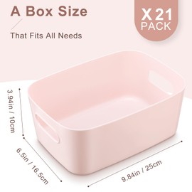 Leinuosen 21 Pack Plastic Storage Baskets Plastic Storage Bins Pantry Organizer Bins for Kitchen Freezer Cabinet Closet Bathroom Under Sink Laundry Room Bedrooms Countertops Shelve(Cute Colors)