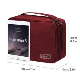 OrgaWise Cable Bag Cable Organiser Bag Cable Case Electronics Accessories Organiser Bag Universal Bag for Bag Accessories, Red-3layer, Business premises