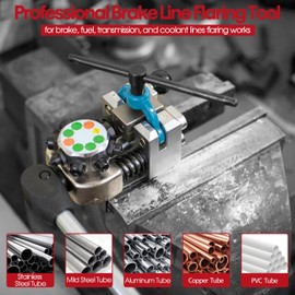 DearChan Professional Brake Line Flaring Tool- 45 Degree Set - Single, Bubble, and Double Flare Tool Kit - Used with Various Tubes, with 4 Split Dies for 3/16”, 1/4”, 5/16”, 3/8” Tubing