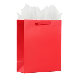 LEAYUGF 13" Large Red Gift Bags with Tissue Paper For Birthday Fathers Day Graduations and Baby Shower with Handles