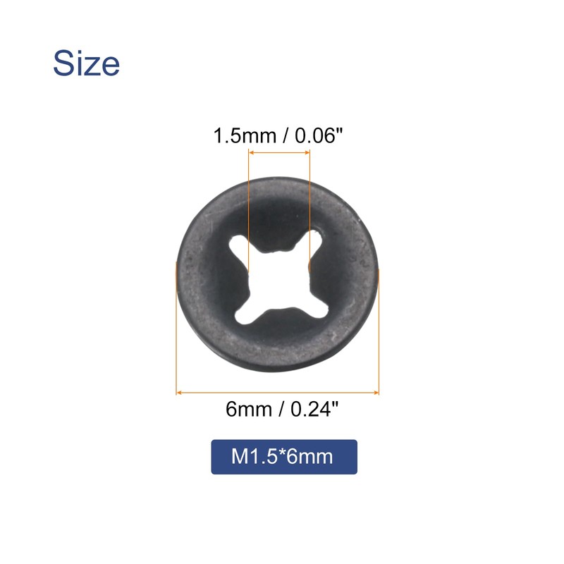sourcing map 120pcs Internal Tooth Washers M2 Push on Retaining