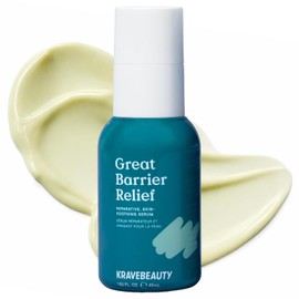 Krave Beauty Great Barrier Relief Serum for dry or sensitive skin Moisturizes and repairs skin barrier Soothing with ceramide niacinamide Facial Unscented 45mL Size / 건조하거나 민감한 피부를 위한 크라베뷰티 그레이트 배리어 릴리프 세럼 피부 장벽 수분 공급 및 복구 세라마이드 나이아신아마이드로 진정 페이셜 무향 45mL Size