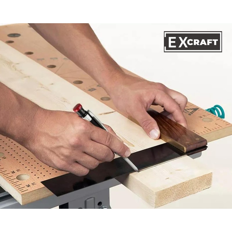EXcraft Metal Mechanical Carpenter Pencil with 6 Refills Deep Hole