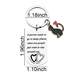 Boyfriend Girlfriend Keychain for Women Men Couple Valentine Birthday Gift for Huasband Wife Christmas Xmas Gifts for New Future Wife Gf Girlfriend Engraved keychains with Cat Pendant