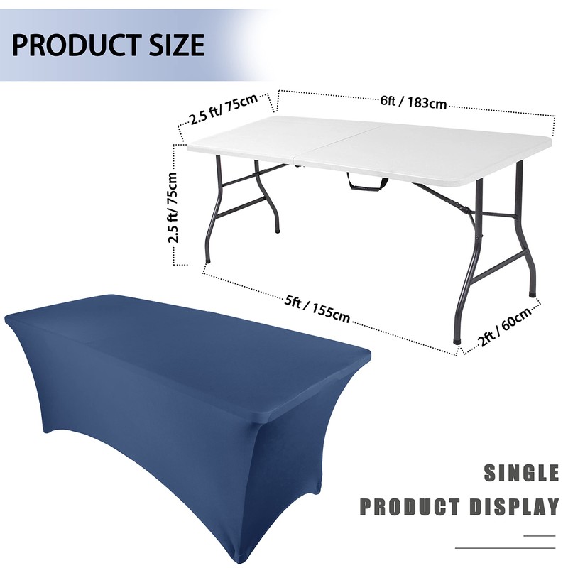Ocves Stretch Tablecloth 6ft Spandex Table Covers Polyester Fitted Rectangular