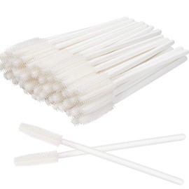 100 bobinas desechables de silicona para pestañas, cepillo de rímel, varitas de pestañas, suministros de extensión de pestañas, herramienta de maquillaje de belleza (todo blanco)