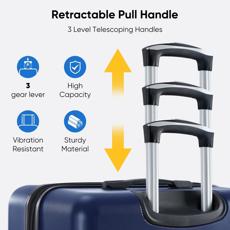 OLIXIS Central Hardside Expandable Luggage with Spinner Wheels, Blue, 24